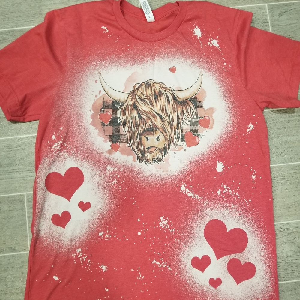 Valentine highland cow tee